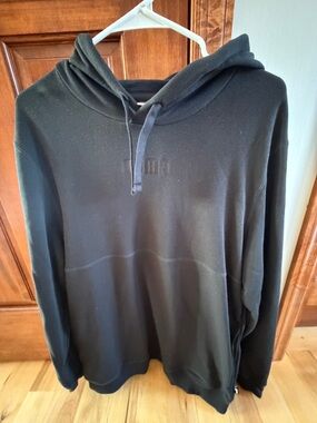 Black Embossed Logo Hooded Sweatshirt